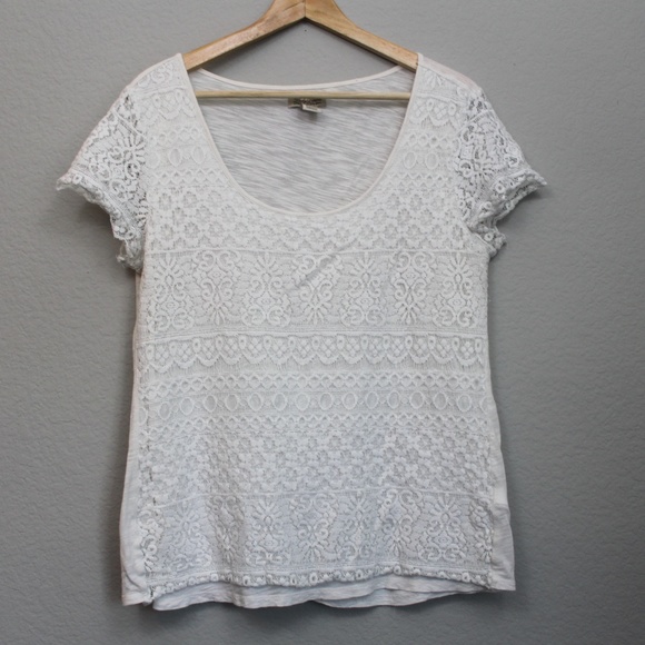 Lucky Brand Cream Eyelet Embroidery Tee - Picture 1 of 4